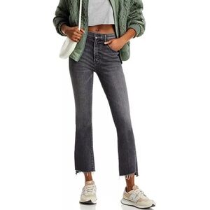 MOTHER The Insider High Rise Crop Step Fray Bootcut Jeans in Up In Smoke 28